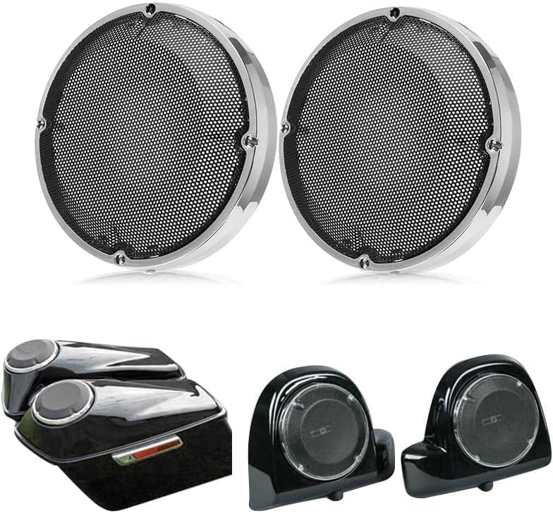 VPZMT 6.5" Speaker Grill Cover for Saddlebag/Lids Lower Leg Vented Fairing for Harley Touring/Street Glide/Electra Glide/Road King/Road Glide/Ultra Limited 1983-2023 Modles (Chrome) - Image 2